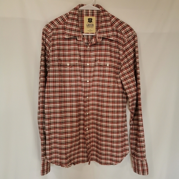 Levi’s Western Snap Button Red Plaid Long Sleeve Shirt Size M Open To Offers - Picture 2 of 10